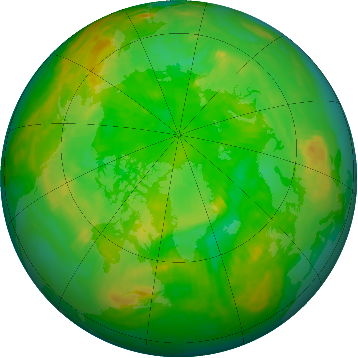 Arctic ozone map for 25 June 1986